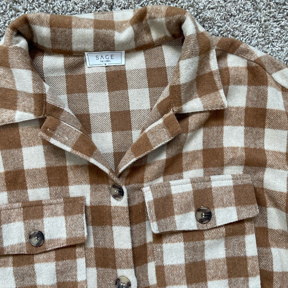Checkered Tan Flannel Shacket